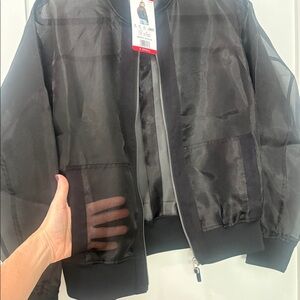 Black sheer bomber jacket